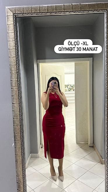 Şəxsi əşyalar: - Mavi uzun don: parıltılı/plisse fakturalı, uzunqol, dairəvi yaxa — 2