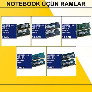 100 manatliq plansetler: Notebook üçün Ramlar ⭐Ram DDR2 PC2 1GB 5300 667Mhz Qimonda (İkinci əl) — 1