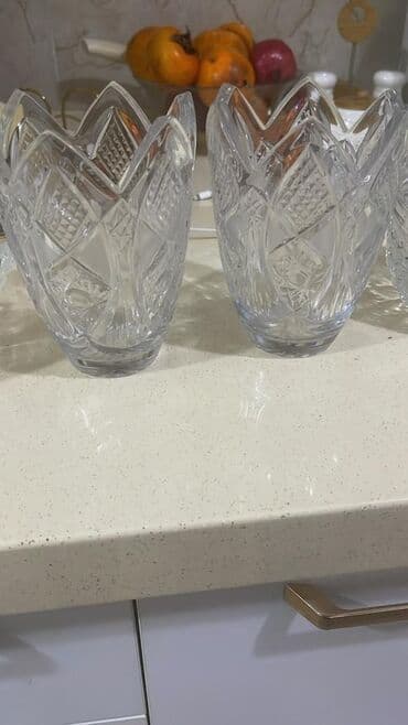 süd qabı: Kolleksiya: kəsimli şüşə/kristal qablar dəsti - 2 ədəd üçkünc formalı — 3