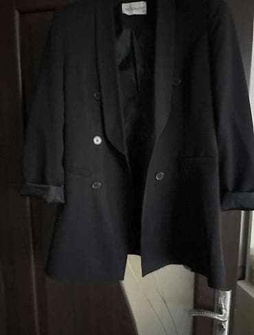 sep ucuz: Qadınlar üçün qara blazer - Rəng: klassik qara - Model: iki cərgə — 1