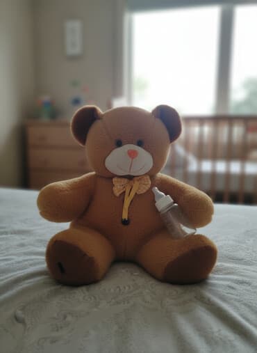 yeni doğulmuşlar üçün adamcıqlar: Böyük ölçülü yumşaq oyuncaq ayı - Rəng: Açıq narıncı/qəhvəyi - Üz — 1