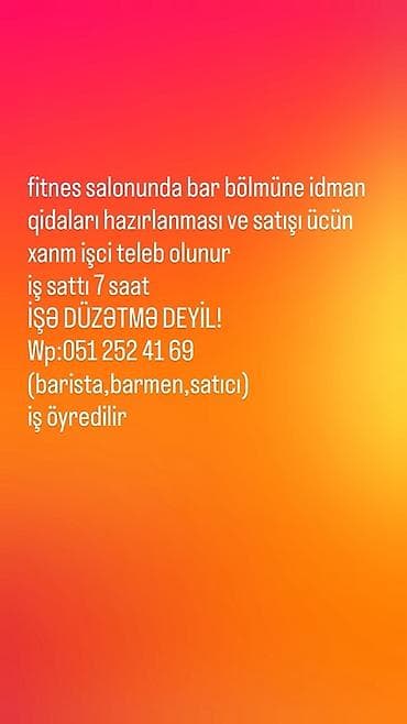 i̇s elanları: Barista tələb olunur — 1