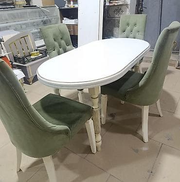 Oval formalı yemək dəsti 220₼ Masa satılır Mdf matral Baglı halda — 1