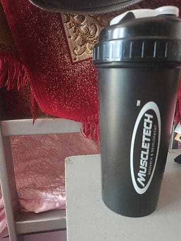 icki: Muscletech shaker butulka - Brend: Muscletech - Rəng: qara, ağ qapaq — 1