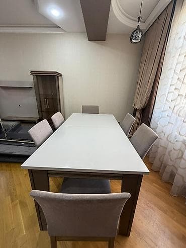 Qonaq otağı üçün, Açılan, Dördbucaq masa, 6 stul — 2