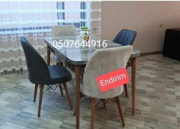 stul ev ucun: Qonaq otağı üçün, Yeni, Açılan, Dördbucaq masa, 4 stul — 11