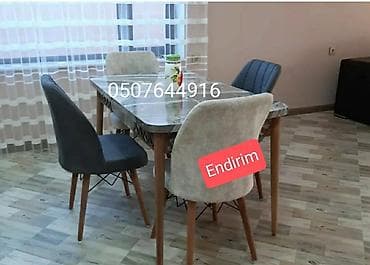 qazon tumu: Mətbəx üçün, Yeni, Açılmayan, Dördbucaq masa, 4 stul — 5