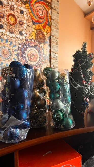 Ev saatları: Yeni il ağacı bəzəkləri dəsti - Rənglər: mavi, firuzə/yaşıl — 4