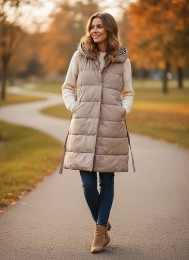 qadınlar üçün iri toxunma papaq: Jilet, 2XL, rəng - Bej — 1