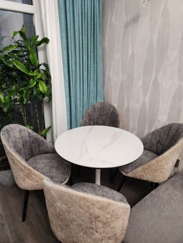 metbex mebeli ucun mermer: Qonaq otağı üçün, Yeni, Açılmayan, Yumru masa, 8 stul — 1