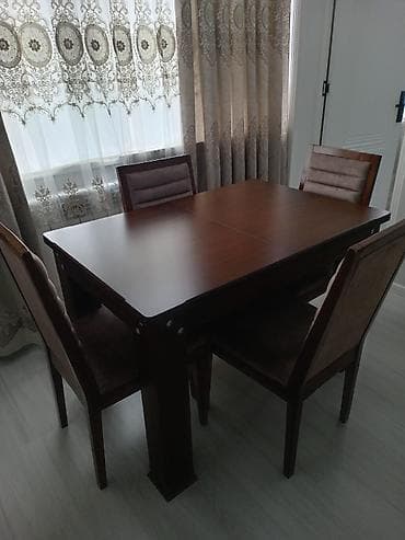 2ci el mebel aliram: Mətbəx üçün, İşlənmiş, Açılan, Dördbucaq masa, 4 stul — 1