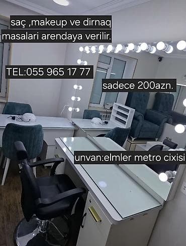 аренда инструмента: Saç, makiyaj və dırnaq masaları icarəyə verilir. Təsvir: - Vizaj — 1