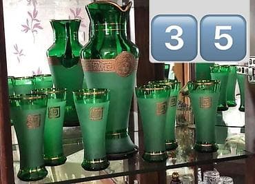 hamam seti: Dekorativ şüşə və keramik məmulatlar dəsti 1) Mavi şüşə set - 1 ədəd — 2