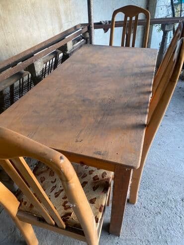 Mətbəx üçün, İşlənmiş, Açılmayan, Dördbucaq masa, 4 stul