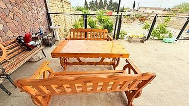 2ci əl mebelər: İşlənmiş, Dördbucaq masa, 2 stul, Açılmayan, Stullar ilə, Taxta — 3