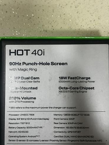 honor 10 lite: Infinix HOT 50i, 128 GB, rəng - Mavi, Sensor — 6