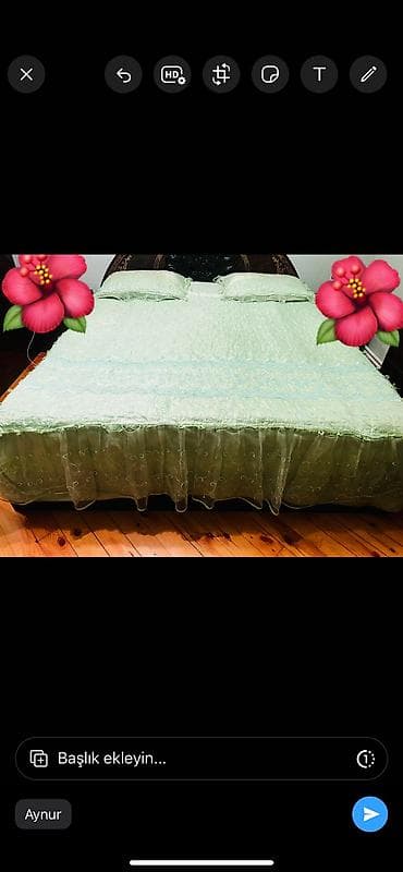 ortuklər: Yataq üçün İşlənmiş rəng - Yaşıl Yataq örtüyü, Ünvandan götürmə, Ödənişli çatdırılma, Rayonlara çatdırılma — 5