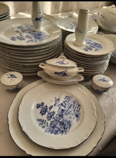 зеркальная посуда для фуршета: Обеденный набор, цвет - Синий, Фарфор — 2