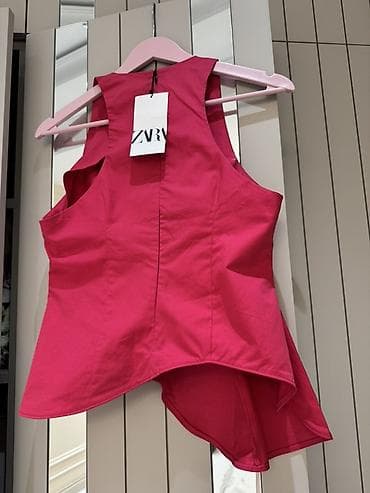 şalvar zara: ZARA iki hissəli dəst – parlaq çəhrayı rəngdə. - Üst: qolsuz, dairəvi — 1