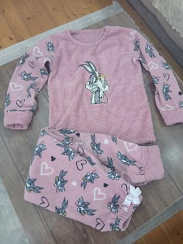 Домашние костюмы: Qızlar üçün yumşaq flis pijama dəsti - 2 hissəli dəst: uzunqol köynək — 1