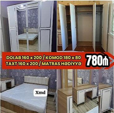 taxta komod: Yataq otağı mebel dəsti Tərkib: - Dolab 160 x 200 sm: ikitərəfli — 1