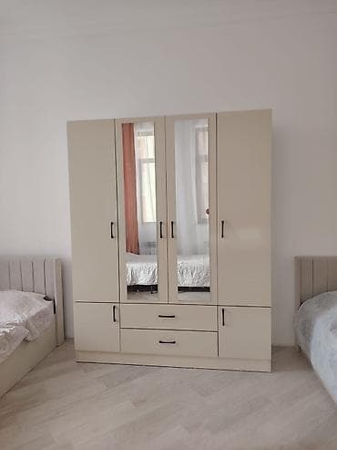 agac qapi: Yeni, 4 qapılı, Güzgülü, Bej, Digər material, Açılan, Düz dolab — 3