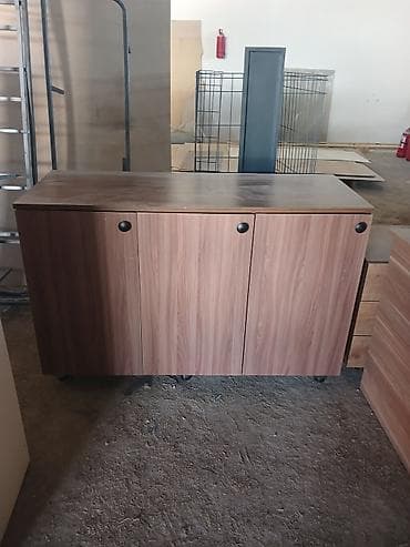 dolab ofis: Ağac naxışlı, 3 qapılı saxlama şkafı - Material: laminat/LDSP ağac — 1