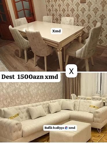 Zərif klassik üslubda qonaq otağı və yemək otağı mebel dəsti. Yemək — 1