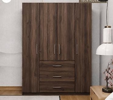 bolun: Dörd qapılı, üç çekmecəli paltar şkafı. - Material: ağac teksturalı — 1