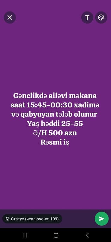 qabyuyan xadime: Gənclik ərazisində yerləşən ailəvi məkana saat 15:45-dən 00:30-a kimi — 1