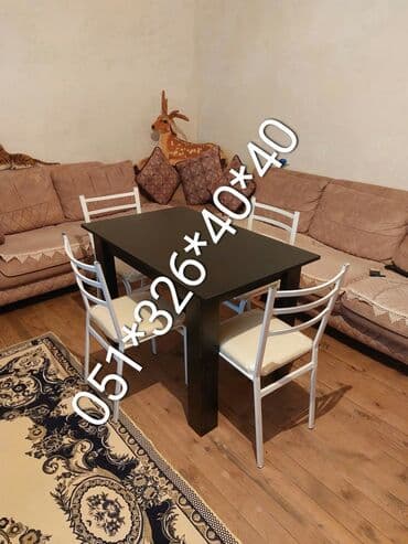 Masa və oturacaq dəstləri: Mətbəx üçün, Yeni, Dördbucaq masa, 4 stul — 6