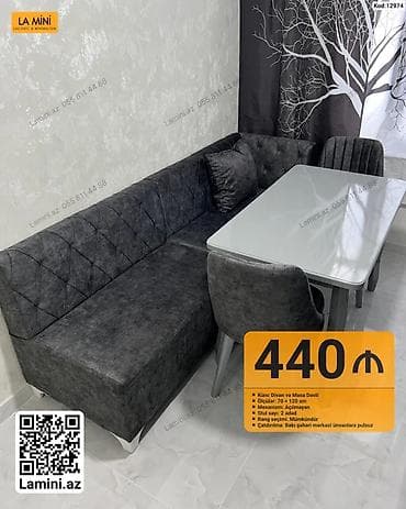 oturaca: Künc divan və masa dəsti - Dəst tərkibi: künc divan, masa və 2 ədəd — 1