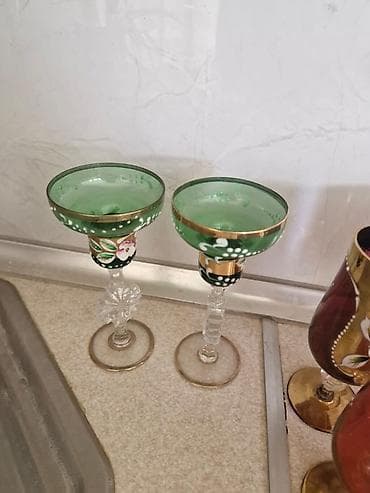 Qədəhlər, rəng - Yaşıl, Şüşə, 2 ədədli dəst