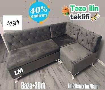 Künc divan, Mətbəx üçün, Parça, Bazalı, Açılmayan — 1