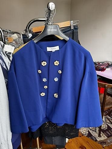 kolej jaket: İPEKYOL qadın qısa jaket 44 razmer - Rəng: parlaq kobalt mavi - — 1