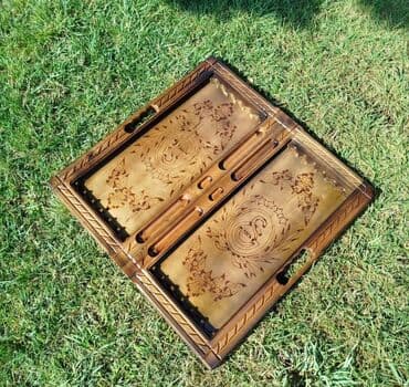 Hovuzlar: Ağac oyma nərd-taxta dəsti - Material: tam ağac (əl işçiliyi oyma — 5