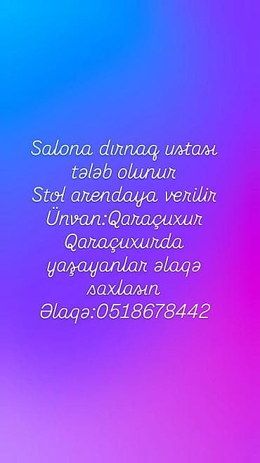 fehle is: Dırnaq ustası tələb olunur, Yerin icarəsi — 2