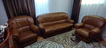 deri azerbaycan: Klassik divan, 2 kreslo, Bazasız, Açılmayan — 1