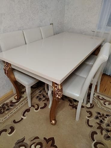 mebel 2 ci el: Qonaq otağı üçün, İşlənmiş, Kvadrat masa, 6 stul — 1
