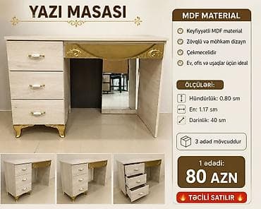 Düz masa, Stulsuz, Polkasız, Siyirməli, MDF