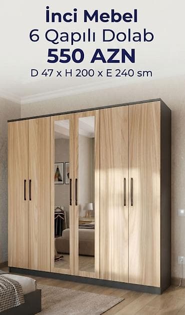 divar refleri: Yeni, 6 qapı, Güzgülü, Açılan, Düz dolab — 1