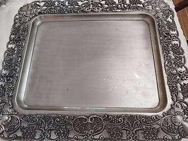 Metall süfrə sinisi – dekorativ haşiyəli - Material: metaldan — 2