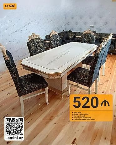 Qonaq otağı üçün, Açılmayan, Dördbucaq masa, 6 stul lalafo.az -da Qonaq otağı üçün, Açılmayan, Dördbucaq masa, 6 stul