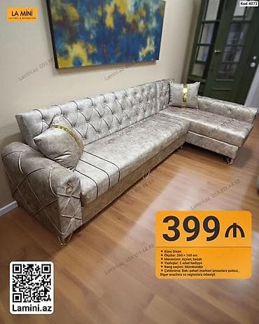 oturaca: Künc divan – Kod: 4073 - Ölçülər: 260 × 160 sm - Mexanizm: açılan — 1