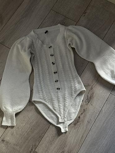 CALLIOPE qadın bodisi – trikotaj - Rəng: krem-ağ - Model: uzun şişik