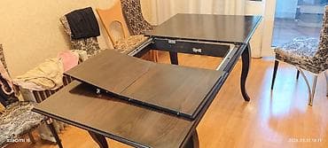 acılıb bağlanan stol: Qonaq masası, İşlənmiş, Açılan, Taxta, Dördbucaq masa — 2