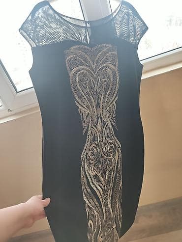 don qisa: Zərif qara kokteyl donu - Rəng: qara, ön hissədə gümüşü-payetli — 2