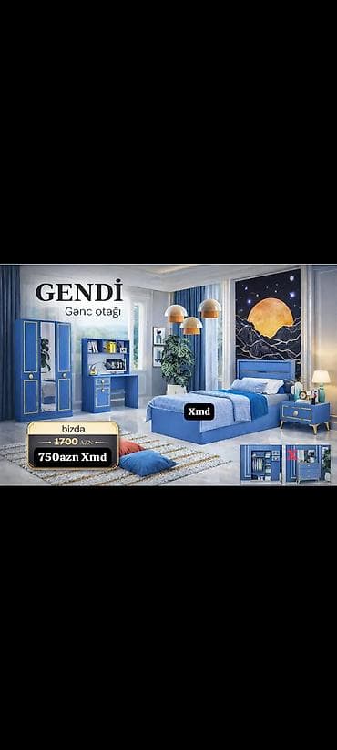 usag ucun: GENDİ gənc otağı mebel dəsti Komplekt tərkibi: - 1 nəfərlik çarpayı — 2