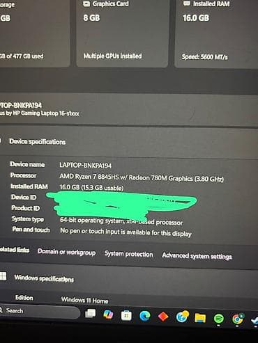 Apple MacBook: Б/у HP Victus, 16 ", AMD Ryzen 7, 512 ГБ, Самовывоз — 2