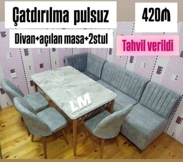 quxna divanı: Mətbəx dəsti Qiymət : 420₼ Divan:1.20x1.70 Masa açılan: 80×1.30 — 2